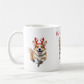 Kerstcorgis met rendiergewei koffiemok (Links)