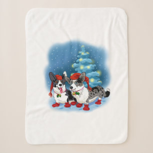 Kerstcorgis Sherpa Deken