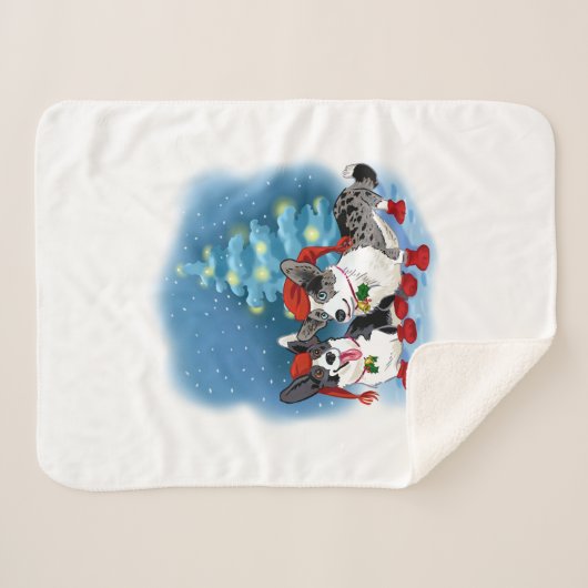 Kerstcorgis Sherpa Deken (Voorkant (horizontaal))