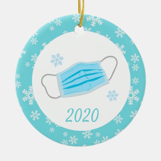 Kerstcoronavirus Masker Covid 2020 Keramisch Ornament (Voorkant)