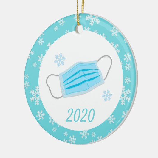 Kerstcoronavirus Masker Covid 2020 Keramisch Ornament (Links)