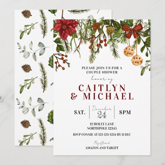 Kerstcoureur Invite, holiday Shower Kaart (Voorkant / Achterkant)