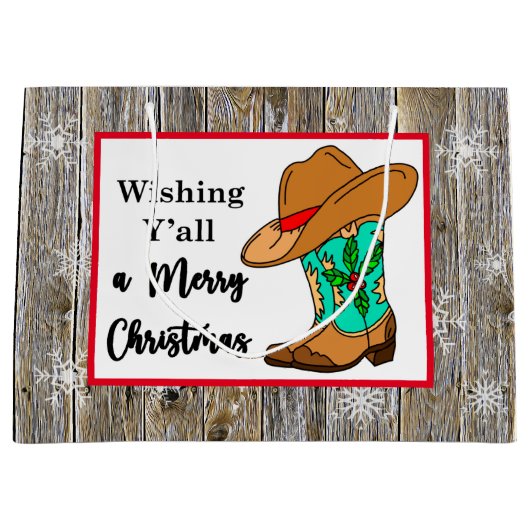 Kerstcowboy Boots en Pet Festive Groot Cadeauzakje (Voorkant)