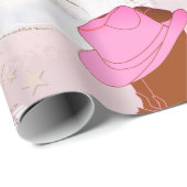 Kerstcowboy Cowgirl Rustic Pink Cadeaupapier (Rol Hoek)