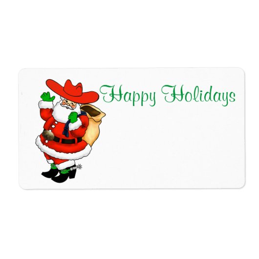 Kerstcowboy-kerstlabel of Sjabloon van de naam van Etiket (Voorkant)