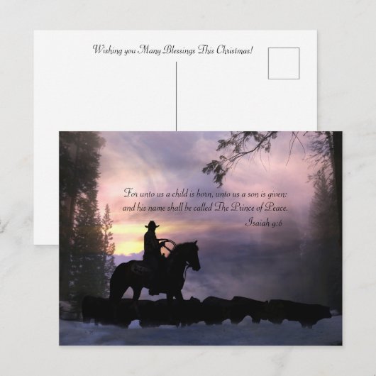 Kerstcowboy Land Western Religieus feestdag Briefkaart (Voorkant / Achterkant)