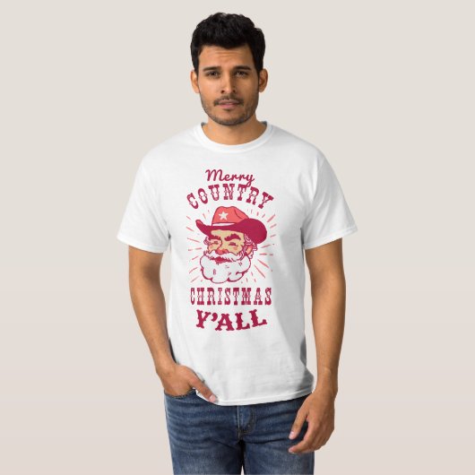 Kerstcowboy Santa Claus | Voordelig T-shirt (Voorkant volledig)