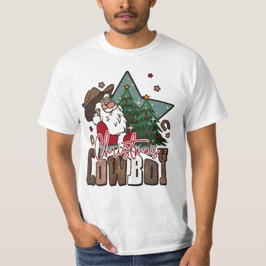 Kerstcowboy, Western Kerstmis, Kerstmis, Sa T-shirt (Voorkant)