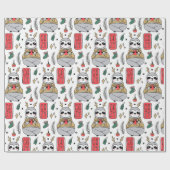Kerstcozy Winter Sloth Cute Modern Pattern Cadeaupapier (Vlak)