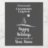 Kerstcranberry Liqueur Holiday Chalk Art Pine Wijn Etiket (Enkel label)