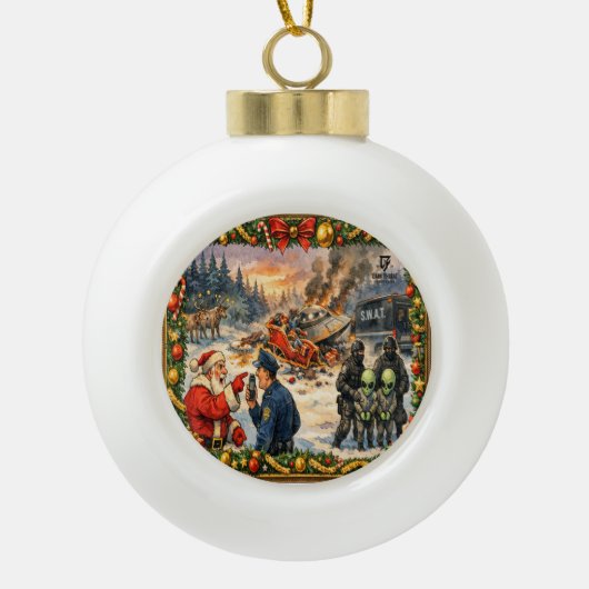 Kerstcrash Keramische Bal Ornament (Voorkant)