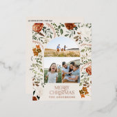 Kerstcrème botanisch elegant hert 3 foto foi folie feestdagen briefkaart (Voorkant / Achterkant)