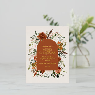 Kerstcrème botanisch elegante herten bloemfolie folie feestdagen briefkaart