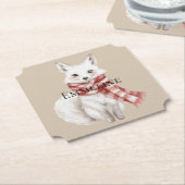 Kerstcrème Rood Wit Pepermunt Vos en Herten Kartonnen Onderzetters (Gekanteld)