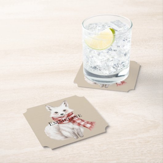 Kerstcrème Rood Wit Pepermunt Vos en Herten Kartonnen Onderzetters (Insitu)