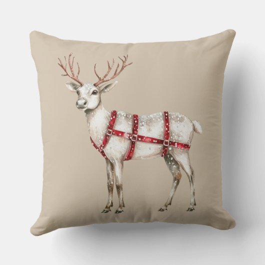 Kerstcrème Rood Wit Pepermunt Vos en Herten Kussen (Achterkant)