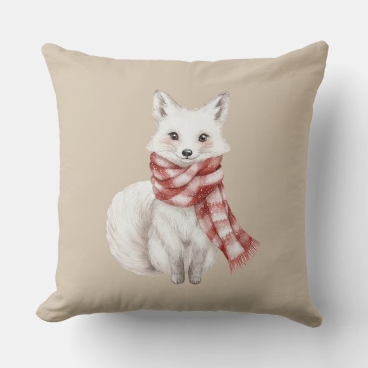 Kerstcrème Rood Wit Pepermunt Vos en Herten Kussen (Voorkant)