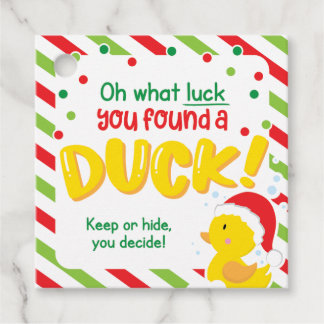 Kerstcruise Ducks Square Labels, Groen Bedankjes Labels