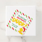 Kerstcruise Ducks Square Labels, Groen Bedankjes Labels (In situ)