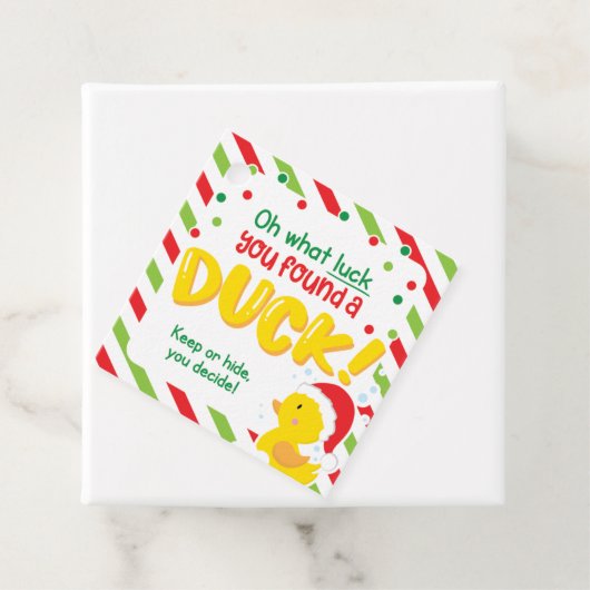 Kerstcruise Ducks Square Labels, Groen Bedankjes Labels (In situ)