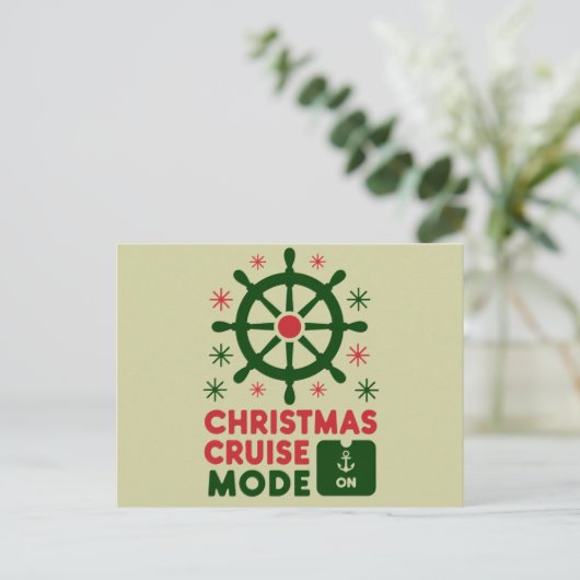 Kerstcruisemodus op schip Kerstmis 2024 Briefkaart (Staand voorkant)