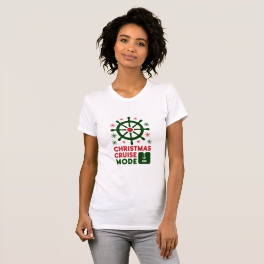 Kerstcruisemodus op schip Kerstmis 2024 T-shirt (Voorkant volledig)
