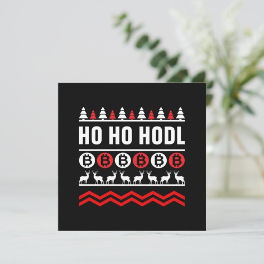 Kerstcrypto Ho Ho Hodl Bitcoin BTC Money Crypto Kaart (Staand voorkant)