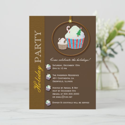 Kerstcupcake Chocolate Brown Holiday Kaart (Staand voorkant)