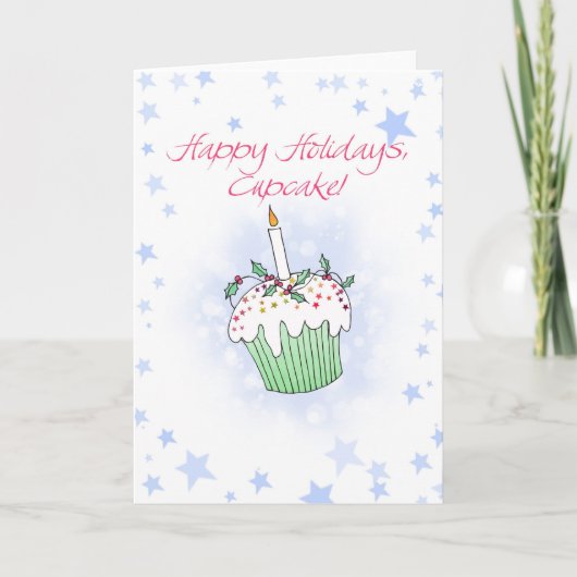 kerstcupcake feestdagen kaart (Voorkant)