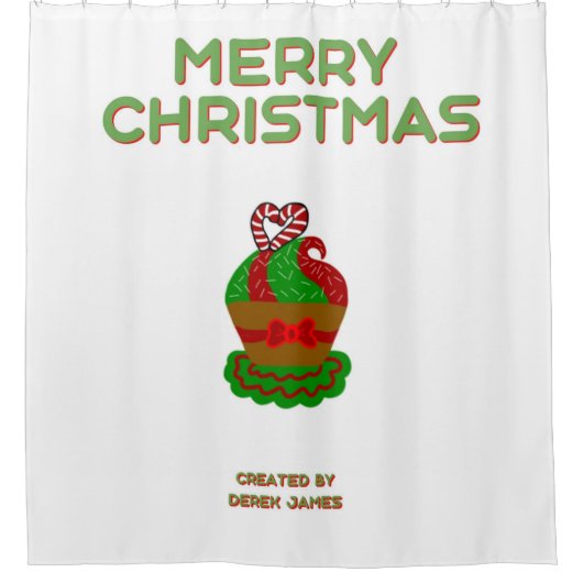 Kerstcupcake-showgordijn Douchegordijn (Voorkant)