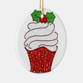 Kerstcupcake-sieraad in het rood keramisch ornament (Rechts)