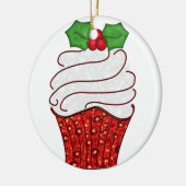 Kerstcupcake-sieraad in het rood keramisch ornament (Links)