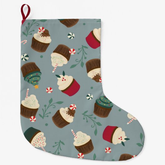 Kerstcupcake Stocking Grote Kerstsok (Voorkant)