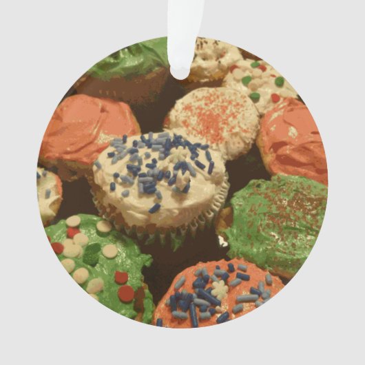 Kerstcupcakes met Sprinkels Ornament (voorkant)