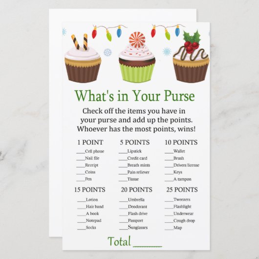 kerstcupcakes Wat zit er in je handtas? (Voorkant / Achterkant)