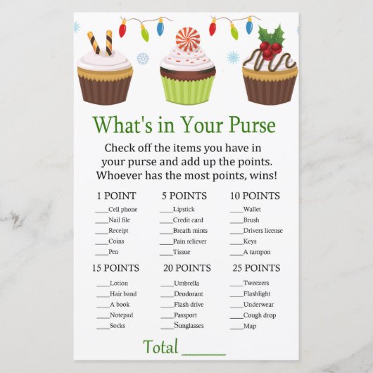 kerstcupcakes Wat zit er in je handtas? (Voorkant)