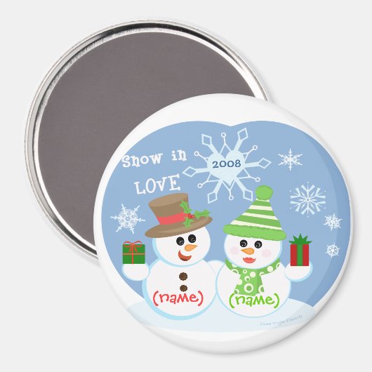 KerstCustom Sneeuw Paar Magneet (Voorkant / Achterkant)