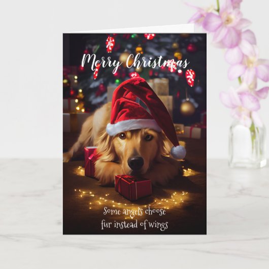 Kerstcute Golden Retriever Dog Kaart (Orchidee)