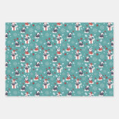 Kerstcute Pug Dog feestelijke drie kleuren Inpakpapier Vel (Voorkant)