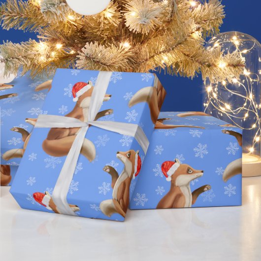 Kerstcute Red Fox met Snowflakes Patroon Cadeaupapier (Feestdagen)