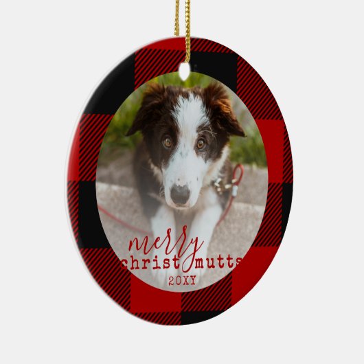 Kerstcute Red Pset Dog Foto Keramisch Ornament (Rechts)