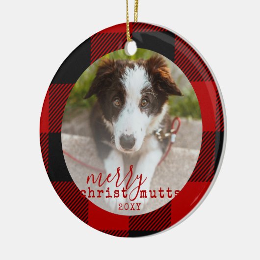 Kerstcute Red Pset Dog Foto Keramisch Ornament (Links)