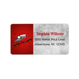 Kerstcute Red Robin Bird Etiket