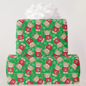 Kerstcute Teddy Bears Candy Canes Red Green Cadeaupapier