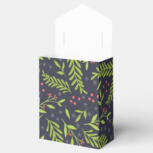 KerstCypress Snowflakes Berries Red Flowers Bedankdoosjes (Geopend)