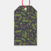 KerstCypress Snowflakes Berries Red Flowers Cadeaulabel (Voorkant)