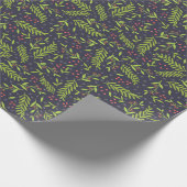 KerstCypress Snowflakes Berries Red Flowers Cadeaupapier (Hoek)