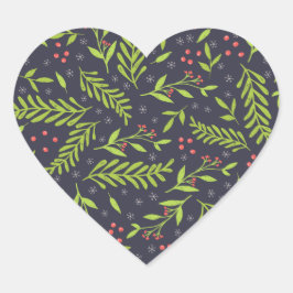 KerstCypress Snowflakes Berries Red Flowers Hart Sticker