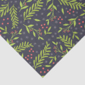 KerstCypress Snowflakes Berries Red Flowers Tissuepapier (Detail)