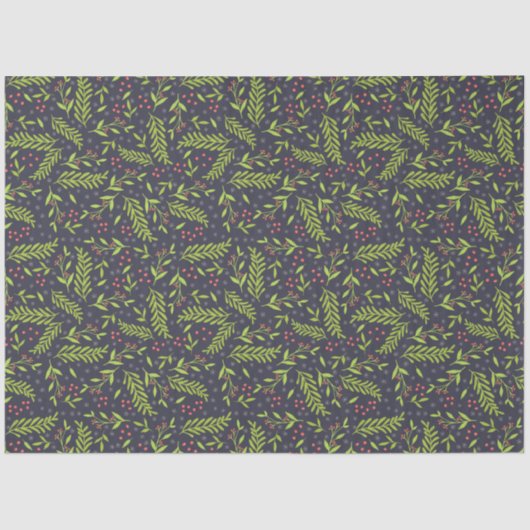 KerstCypress Snowflakes Berries Red Flowers Tissuepapier (Voorkant)